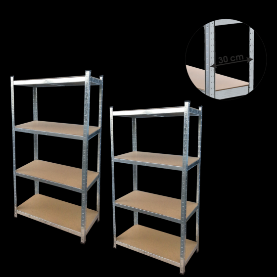 Набор из 2-х металлических стеллажей (150 x 70 x 30 см) 4 полки, погрузка - 150 кг на полку, Серый Киев