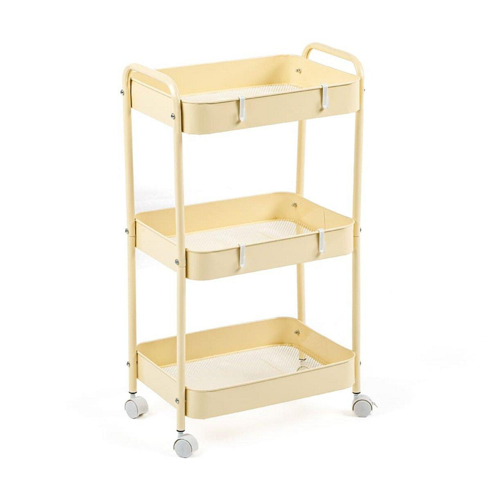 Етажерка мобільна триярусна универсальная з металу 45х30х78см Кремова SW-00002113 Київ - фото 1