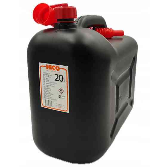 Каністра для палива з лійкою 20л чорна Hico (Польща) пластикова Вінниця