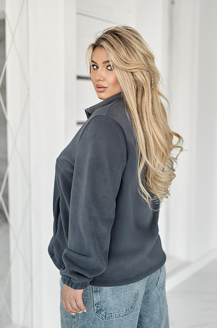 Флісова жіноча кофта на блискавці Jacket" | Норма та батал Графіт, 42-44 Київ - фото 7