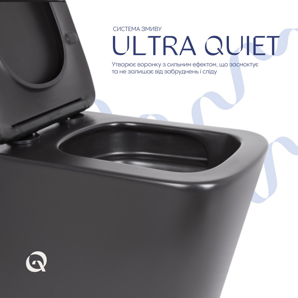 Унітаз підвісний Qtap Tern New Ultra Quiet із сидінням із сидінням Soft-Close MATT BLACK QT17332303ASMB Київ - фото 5