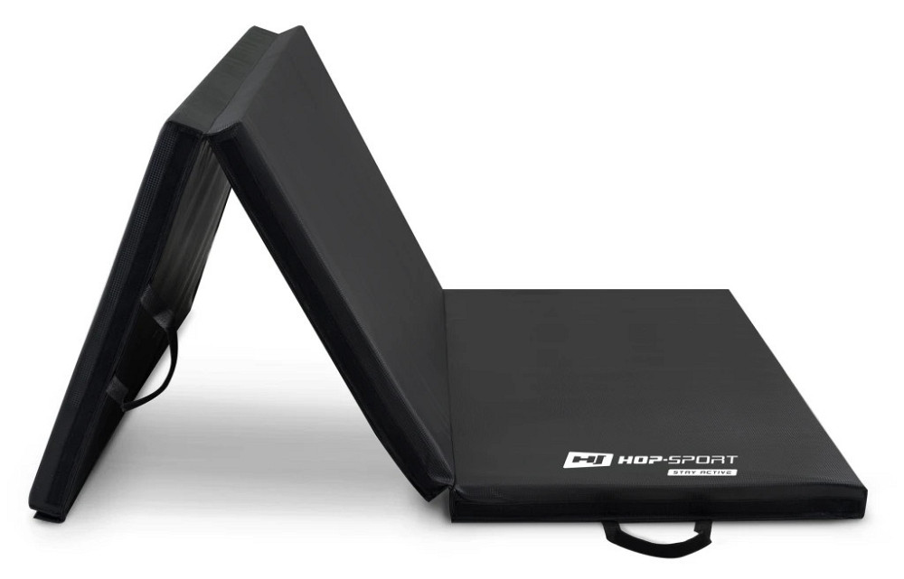 Спортивный складной гимнастический мат Hop-Sport 5 см черный для тренировок фитнеса акробатики дома и зала Киев - изображение 2