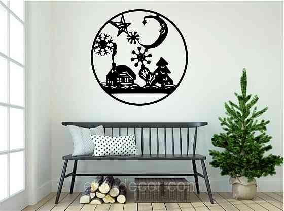 Декоративное настенное Панно «Новый год», Декор на стену 90*90 см, Чёрный Киев