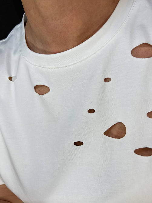 Футболка женская A-N 2528 с порезами one size, белый, one size Киев - изображение 11