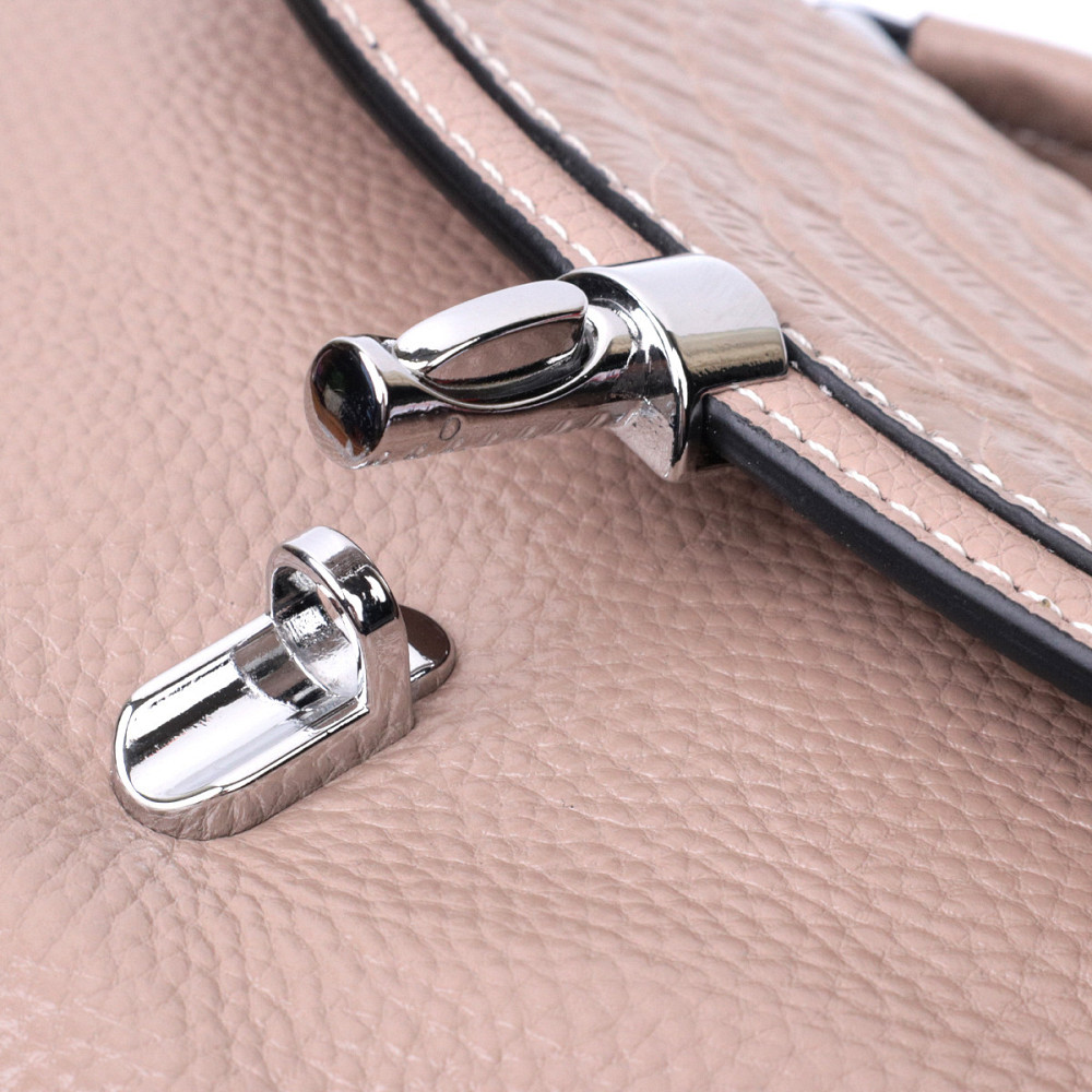 Женская кожаная сумка с интересной металлической защелкой Vintage 22418 Бежевый Киев - изображение 6