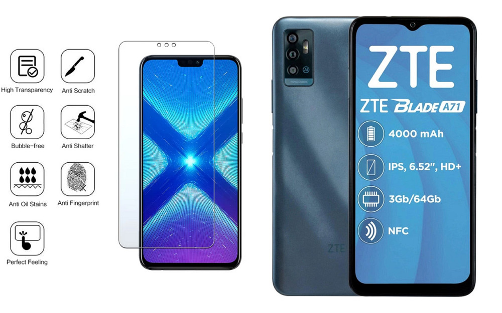 Захисне скло NeoGlass для ZTE BLADE A71 – надпрозоре та стійке Київ - фото 4