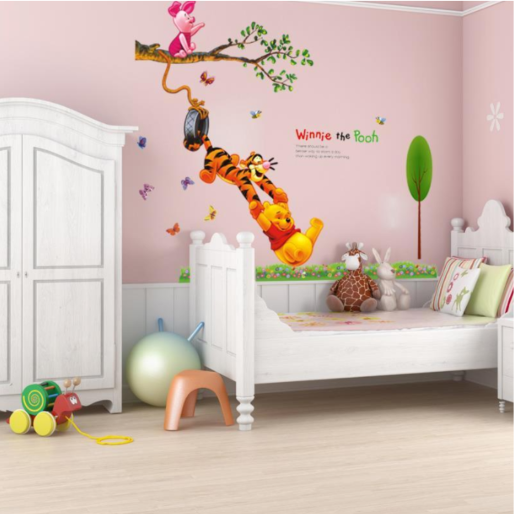 Наклейка вінілова шпалери "Вінні Пух і його друзі", наклейка для дитячої кімнати 2 полотна по 30х90 см Кам'янець-Подільський - фото 1