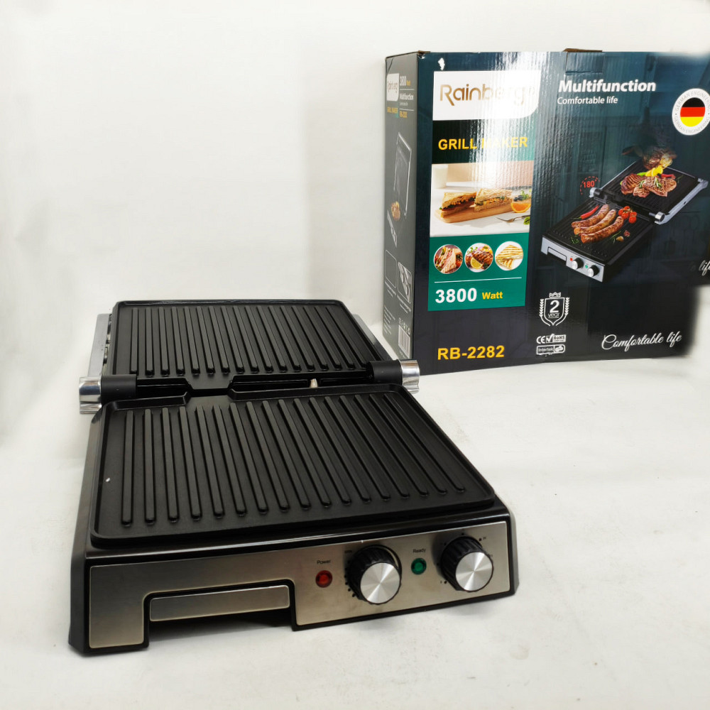 Мультипекар гриль Rainberg, Потужна електрична бутербродниця, Гриль з притисканням для кухні DF-41 Львів - фото 8