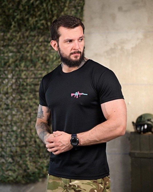 Тактическая потоотводящая футболка gun black ПП4646 Одесса - изображение 3