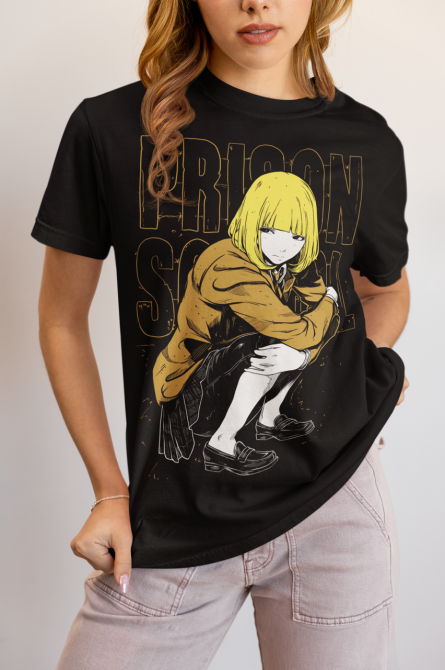 Футболка з аніме принтом Аніме Прісон Скхоол Хана оверсайз (S/M/L) Чорний AnimeJ0669 Дніпро - фото 3