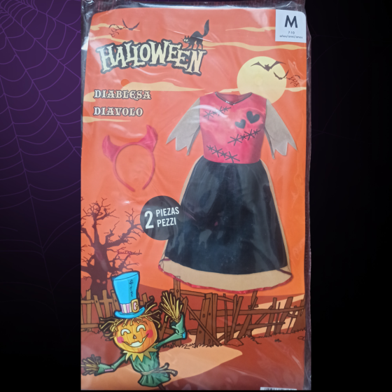 Детское платье с обручем Дьявол на Хеллоуин размер S 4-6 , М 7-10 лет красное с черным Киев