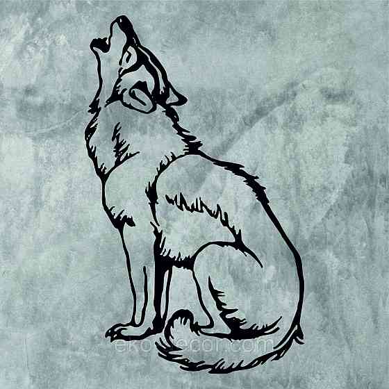 Декоративне настінне Панно «Вовк», Декор на стіну 90*55 см, Чорний Київ