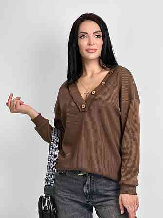 Жіночий пуловер з гудзиками "Pearl" оптом | Норма Шоколадний, 42-44 Київ
