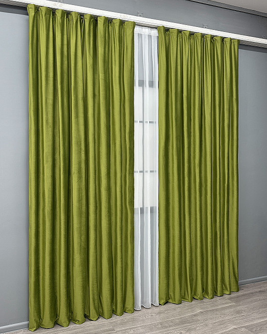 Комплект готових штор VR-Textil Оксамит (бархат) Оливковий 150х290 см 2 шт (39-0137) Київ - фото 4