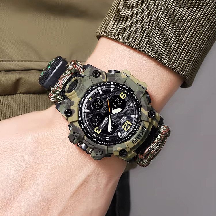 Тактичні військові годинники для ЗСУ SKMEI 1155BCMGN PARACORD, Годинники наручні електронні для хлопців GL-94 Львів - фото 3