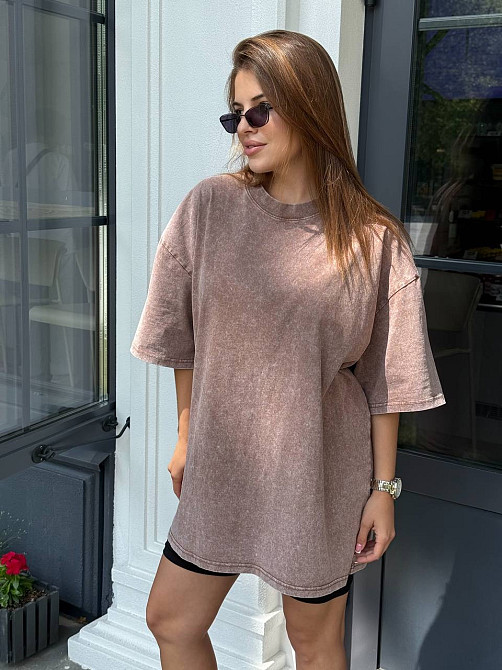 Велосипедки и футболка варенка тай дай оверсайз Бежевый M-L Харьков - изображение 9