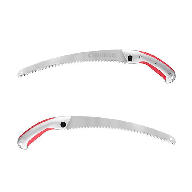Ножовка садовая изогнутая, 330 мм, с металлической ручкой, пластиковый чехол INTERTOOL HT-3146 Киев - изображение 1