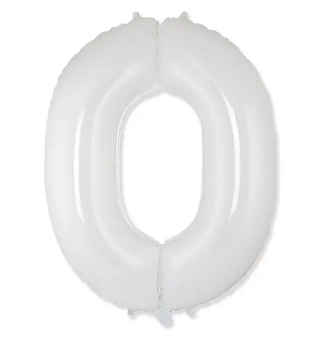 Цифра фольгированная 0 белая плёнка 40