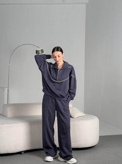 Женский стильный прогулочный оверсайз костюм двойка: кофта и штаны турецкая трехнитка петля пинье Одесса - изображение 4