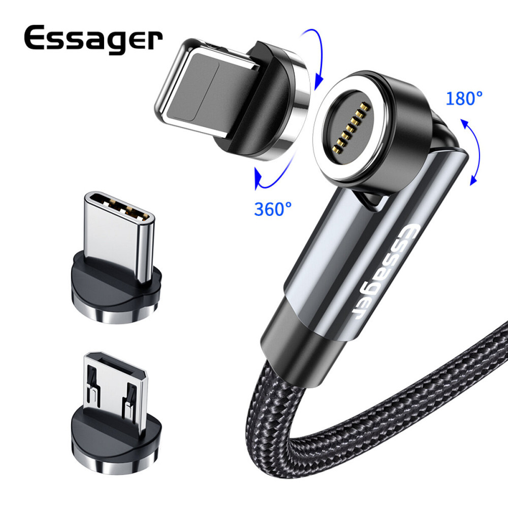 Кабель Essager Universal 540 Ratate 3A Magnetic USB Charging Cable Micro 1m grey (EXCCXM-WX0G) Київ - фото 2
