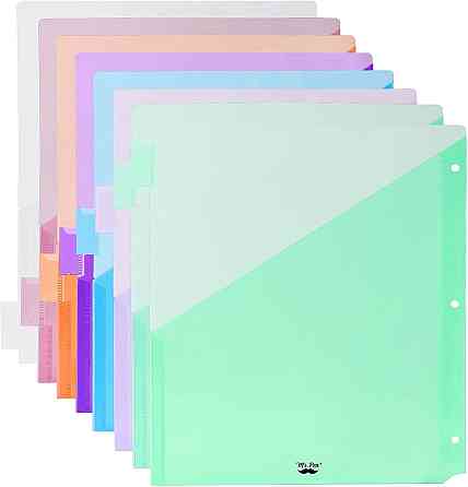 Роздільники для папок Mr. Pen з кишенями та вкладками 8 шт для 3-кольорового кільця формат Letter пастель Київ