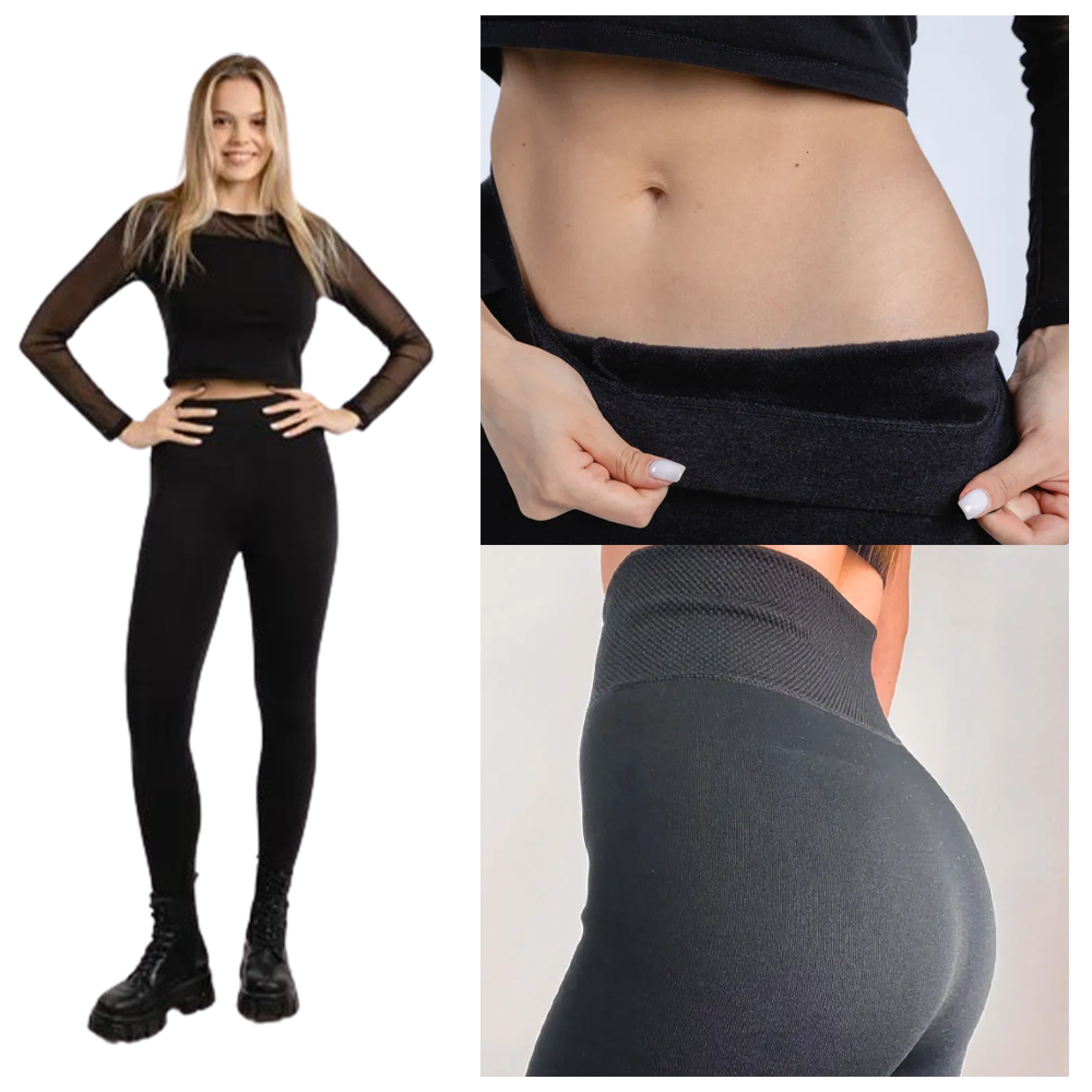 Безшовні теплі лосини з хутром, 48-56 розмір, Чорні / Жіночі утеплені зимові лосини Київ - фото 1