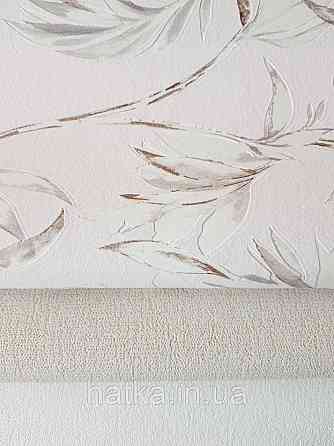 Вінілові шпалери на флізелін AS creation Attractive гілки листя рожеві, білі чорні на рожевому Київ