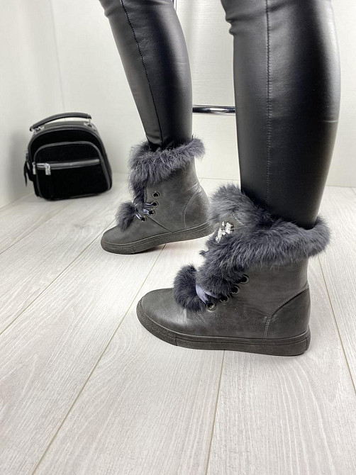 Violeta Черевики жіночі Violeta сірі еко-шкіра висота 15.5см підошва 2.5см розміри 37р. 38р. 39 Коломыя - изображение 8