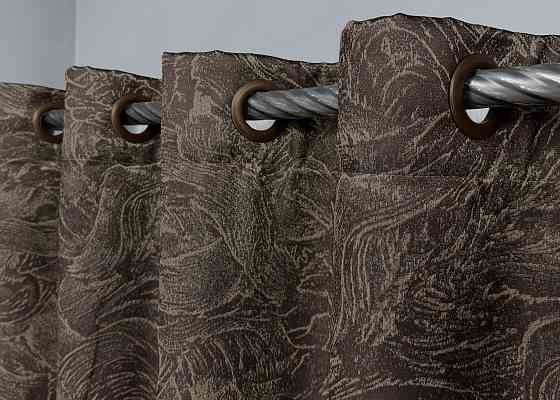 Комплект штор на люверсах VR-Textil Жаккард Fantasy № 1630ш Шоколадный с бежевым 150х280 см 2 шт (37-0187) Киев