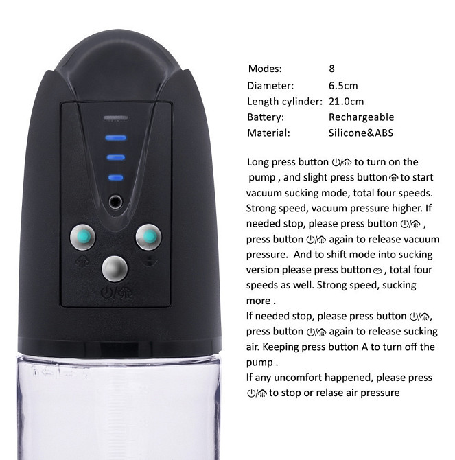 Автоматична вакуумна помпа із зарядкою від USB CANWIN Passion Pump Men - P668AU Sex Aura Київ - фото 8