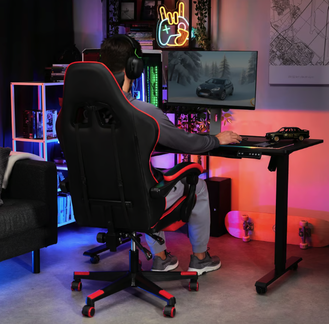 Кресло геймерское с подставкой для ног Ragazo усиленное до 150 кг черно-красное Компьютерное игровое кресло Киев - изображение 4