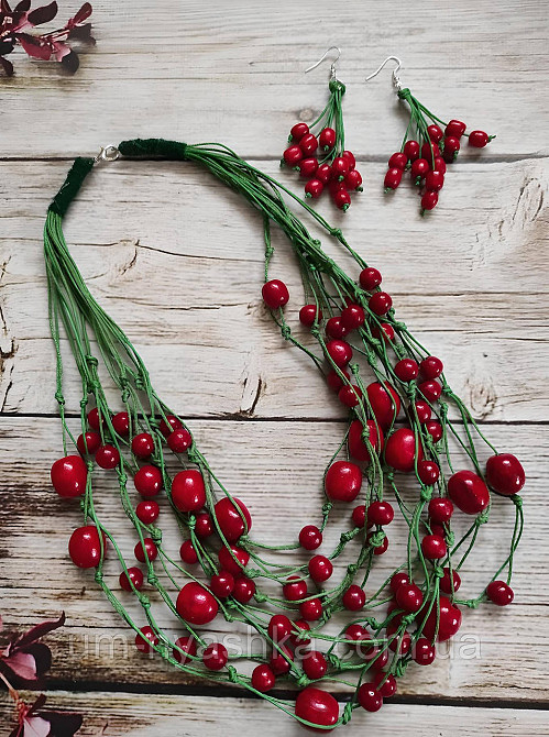 Бусы деревянные красно-зеленые бусы Кривой Рог - изображение 2