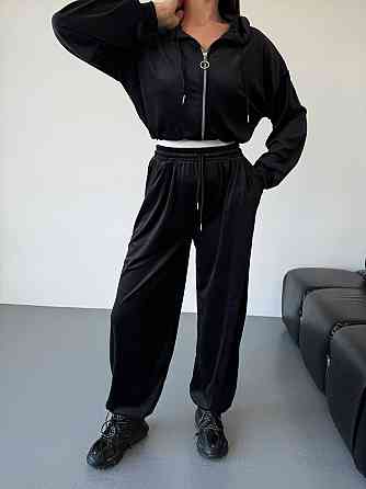 Женский стильный повседневный велюровый костюм двойка Одесса