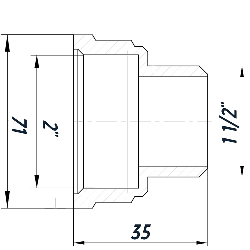 Перехідник редукційний 2″х1 1/2″ВЗ нікельований восьмигранний NK873O OPTIMUM Тернополь - изображение 3