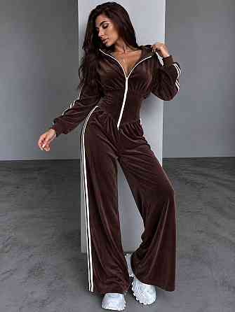 Жіночий стильний зручний корсетний комбінезон спорт велюр Шоколад, 42/44 Одеса