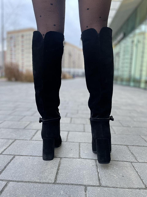 Nivelle Чоботи жіночі NIVELLE чорні замша натуральна высота 42см обхват голени 39-40см каблук 1 Коломыя - изображение 8
