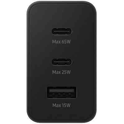Зарядное устройство Samsung 2xUSB-С 65W PD PPS/USB-A Black (EP-T6530NBEGEU) Винница