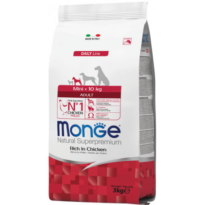 Сухой корм для собак Monge Dog Mini Adult со вкусом курицы и риса 3 кг (8009470004114) Винница - изображение 1
