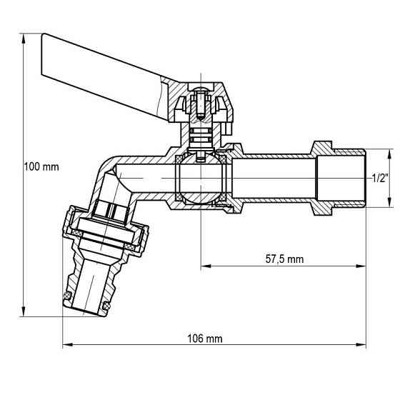 Кран поливу з конектором для швидкого підключення KOER KR.259 - 1/2" (KR3128) Київ