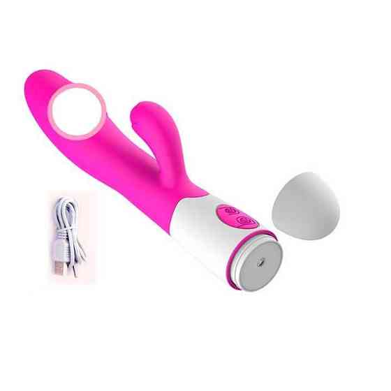 Вібратор подвійний кролик USB - Рожевий - Вібратори Вінниця