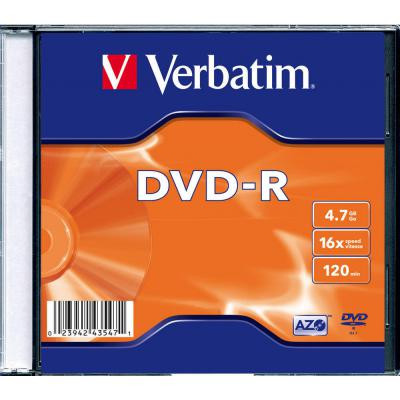 Диск DVD Verbatim 4.7Gb 16X SlimBox 1шт MatteSilv AZO (43547-1disk) Винница - изображение 1