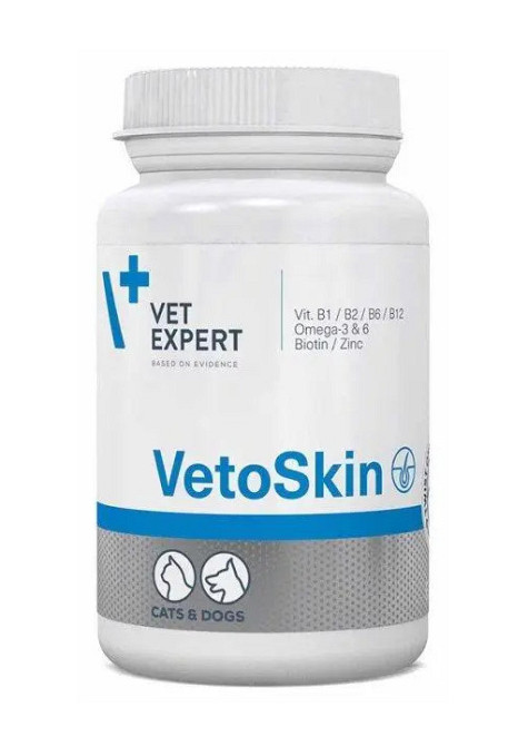 Додатковий корм VetExpert VetoSkin (ВетоСкін) для здоров’я шкіри та шерсті у котів і собак 60 капсул Вінниця - фото 2