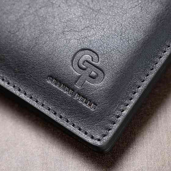 Шкіряне чоловіче стильне портмоне GRANDE PELLE 11552 Синій Київ