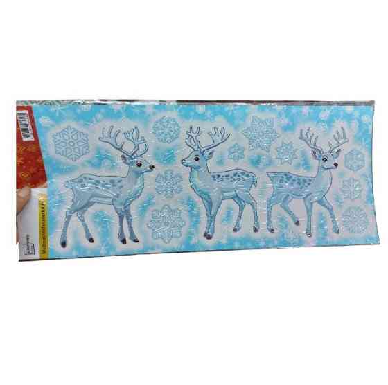 Новогодняя наклейка Олени Livarno Home 21 на 47 см голубой Киев