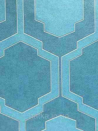 Шпалери флізелінові AS Creation Pop style 37479-4 геометрія зелені фігури на бірюзовому тлі Київ