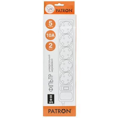 Мережевий фільтр живлення Patron 2 m3*1mm2 (SP-1055U) 5 розеток BLACK (EXT-PN-SP-1055U) Вінниця - фото 2