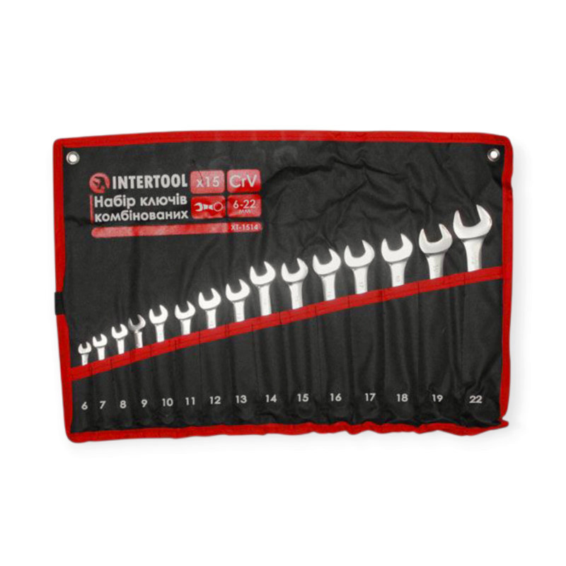 Набор ключей рожково-накидных 6-22 мм 15 шт (ткан. чехол) CrV Prof Мукачево - изображение 1