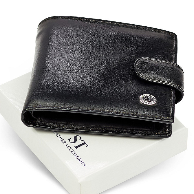 Мужское портмоне из натуральной кожи ST Leather В104 Черный Киев - изображение 2