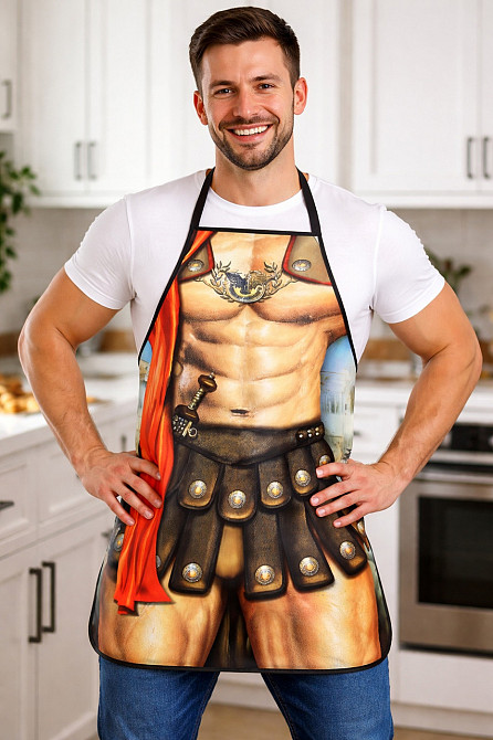 Фартух чоловічий кухонний з приколом принт гладіаторський торс 75 на 60 см різнобарвний Київ - фото 4