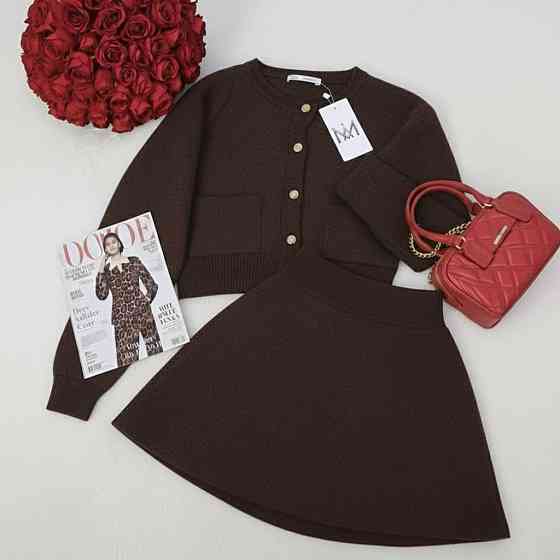 Жіночий стильний елегантний костюм-двійка з ангори Шоколад, 46/48 Одеса